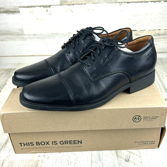 Clarks Tilden Cap Mens 9 Black Leather Oxford Work Dress Shoes NEW Comfort main image 10